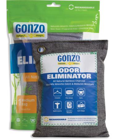 Gonzo Bamboo Charcoal - 1 Medium Bag 250g - Odor Eliminator Bags Natural Purifying Charcoal Odor Absorber Air Freshener For Home Drawers Pets Gym Bag