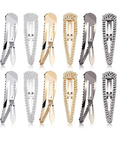 6 Pieces 4 Inch Rhinestone Snap Hair Clips Hair Barrettes Hairpins Crystal Metal Hair Clips for Women Girls Wedding Hair Accessories (Black Silver Gold) - Buy Online on SooperMarket.com