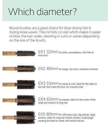 Ibiza Hair Professional Round Boar Hair Brush - Lightweight Cork Handle, Reinforced Bristles - Adds Texture & Shine for Medium to Long Hair - Buy Online on SooperMarket.com