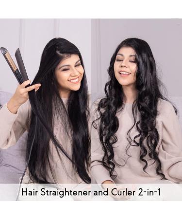 ANGENIL Ionic Hair Straightener and Curler 2 in 1 - Professional Flat Iron Ceramic Titanium, Fast Heating, Dual Voltage - Gray - Buy Online on SooperMarket.com
