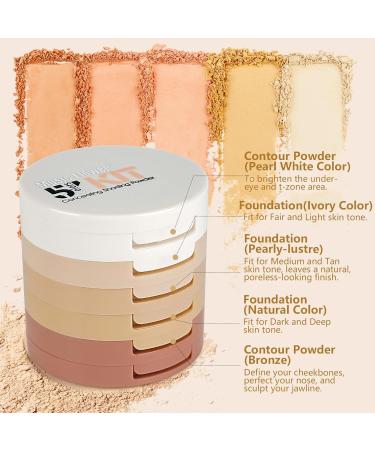 FantasyDay 5 in 1 Makeup Setting Powder Pressed Powder Cosmetics Powder Foundation Longwear Coverage with a Mattifying Finish Water- and Heat-Resistant Shine & Oil Control - Buy Online on SooperMarket.com