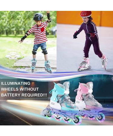 Wheelive Adjustable Inline Skates for Kids | Outdoor Roller Blades with Light-Up Wheels | Blue Small-Little Kid Size 11J-1.5 - Buy Online on SooperMarket.com