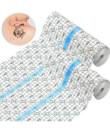Serfeymi Tattoo Aftercare Waterproof Bandage Tattoo Cover Up Tape 6 Inch x 1.1 Yard x 2 Rolls Transparent Film Dressing Second Skin Bandage Tattoo Adhesive Wrap for Tattoo Healing Protection 2 Rolls - 6 Inch x 1.1 Yard