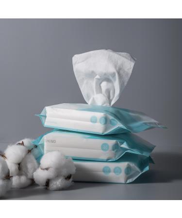 SHINO Disposable Cotton Facial Tissue Travel Pack 60 Count Idea for Sensitive Skin 100% Pure Cotton Tissue Perfect for Makeup Removal Baby Care Facial Cleaning and Personal Hygiene (3 Pack)