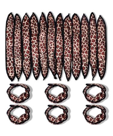 48 Pcs Soft Sleep Hair Rollers Foam Pillow Stain Heatless Curlers DIY Sponge Hair Rollers Flexible Hair Styling Tools for Long Hair Women Girls Hair Curling (Leopard,Cloth Cover)