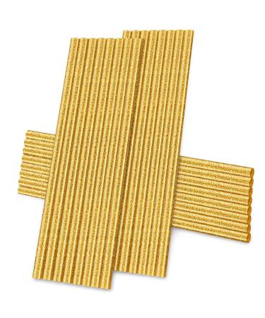 Manarty Glitter Gold Hot Glue Sticks, 24PCS Mini Size 0.27" Dia x 8" Long Hot Melt Glue Stick Colored, All Temperature Adhesive EVA Glue Sticks for Repairing Sealing Stamp DIY Art Craft Decoration 24pcs 0.27x8" Glitter Gold