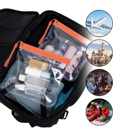 ECOHUB Airport Security Liquids Bag 20x20cm (2 pcs) - Airline Approved Clear Toiletry Bag for Travel - Orange with Carrying Handle - Buy Online on SooperMarket.com