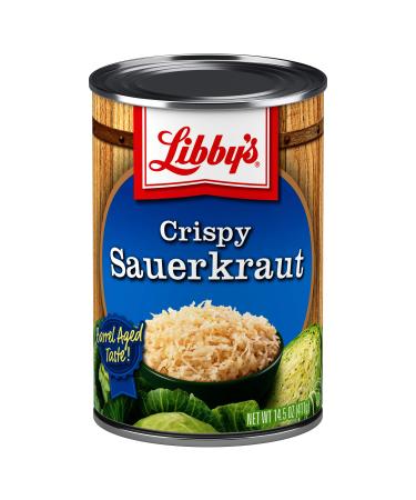 Libby's Crispy Sauerkraut | Classic Barrel Aged Tangy-Sour Taste | Crunchy Translucent Golden Shredded Cabbage | Brined, Fermented and then Hot Packed | 14.5 ounce can (Pack of 12)