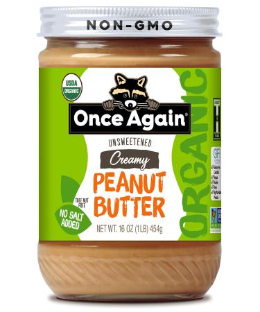 Once Again Organic, Creamy Peanut Butter - Salt Free, Unsweetened - 16 oz Jar