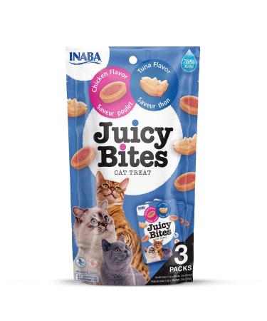 Juicy Bites by INABA Cat Treat - Chicken & Tuna Flavour 1-Pack (33g Total) / Soft & Moist Cat Treat Delicious & Healthy Snack for Cats Hand Feeding Nibbles Bite Sized Snack Natural Grain Free Chicken & Tuna 33.9 g (Pack of 1)