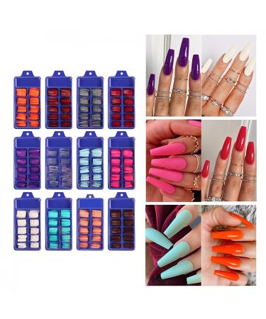 Buy Nude Pink Matte Fake Coffin Press-On Nails for Women & Girls - DIY Nail Art Tips Unity Size #11 - Buy Online on SooperMarket.com