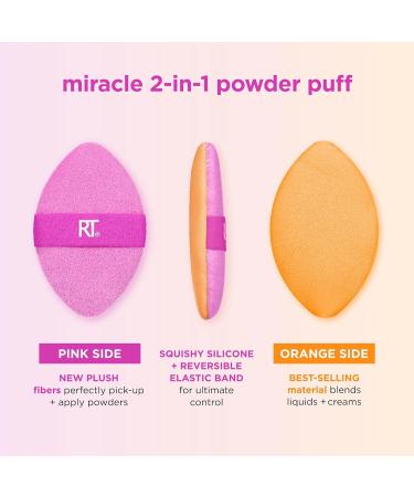 Real Techniques Miracle 2-In-1 Powder Puff Dual-Sided Full-Size Makeup Blending Puff Reversible Elastic Band Precision Tip Makeup Sponge and Powder Puff For Liquid Cream and Powder 1 Count 1/Miracle 2-In-1 Powder Puff - Buy Online on SooperMarket.com