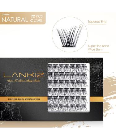 Buy Lankiz 0.07 C Curl Single Eyelashes - 10mm Cluster Lashes 72 PCs DIY Natural Fake Eyelash Extensions for Home Use - Buy Online on SooperMarket.com