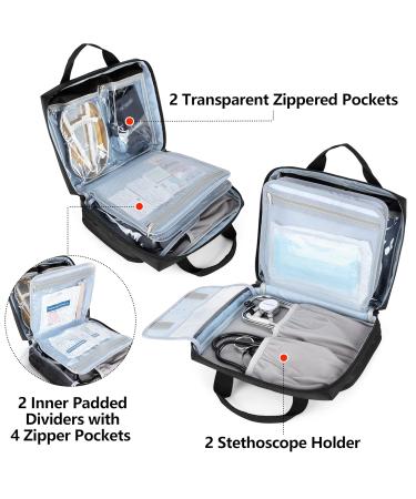 Trunab Padded Stethoscope Case Small First Aid Kit Bag Empty Hold Two Stethoscopes Compatible with 3M Littmann/MDF/ADC Ideal for Home Car Camping and Hiking Balck Black - Buy Online on SooperMarket.com