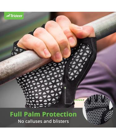 Trideer Workout Weight Lifting Gloves with Wrist Straps - Breathable Fingerless Gym Gloves for Men & Women - Full Palm Protection - Ideal for Training, Pull Ups, Fitness at Home - Black (Large) - Buy Online on SooperMarket.com