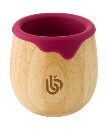 Bamboo Baby and Toddler Sippy Cup - 150ml Eco-Friendly Dinky Cup with Cute Silicone Drip Rim for Teeth and Gum Protection - Ideal Toddler Transition Cup (Cherry)