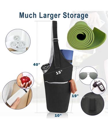 Pacearth Large Yoga Mat Bag - 40 x 15 Reversible Two-Tone Tote for Most Size Mats, Black - Buy Online on SooperMarket.com