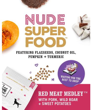 Nude Superfood Dry Dog Food - Grain Free Kibble with Probiotics & Digestive Enzymes for Dogs - Red Meat Medley 23 lb - Buy Online on SooperMarket.com