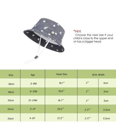 LANGZHEN Beach Sun Protection Hat for Baby Girls | Adjustable Wide Brim Kids Summer Play Hat with Chin Strap | Double Stars Design | 2-4 Years - Buy Online on SooperMarket.com
