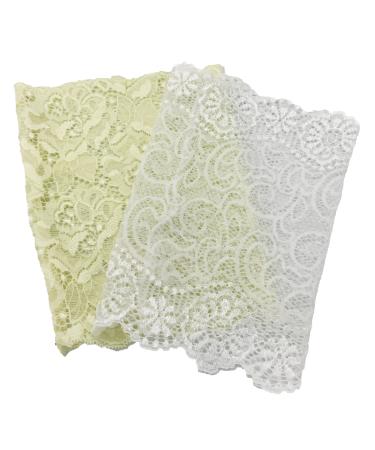Duo of Decorative Unlined Picc Line Lace Sleeve Cover for Cancer Chemo Diabetes Freestyle Libre Lymes Disease - Suitable for weddings/events (7" Coffee) (1x White & 1x Cream 6.75' approx long) 1x White & 1x Cream 6.75' approx long