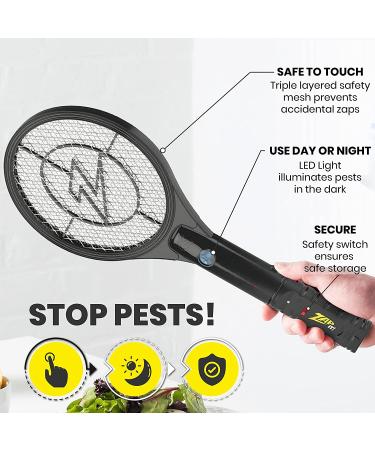 ZAP IT Rechargeable Bug Zapper Racket (4000 Volt) - USB Charging Cable - Large Black - Buy Online on SooperMarket.com