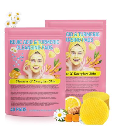 Turmeric Cleansing Pads 2024 New Turmeric Face Scrub Pads Turmeric Cleansing Pads for Face with Vitamin B5 Vitamin C Turmeric Helps Balance Skin Oil and Water Gentle for Face & Body 2 * 40 Pcs