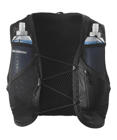 Salomon Active Skin 8 Unisex Hydration Vest Trail Running Hiking MTB with Hydration Bottles M BLACK / METAL / BLACK