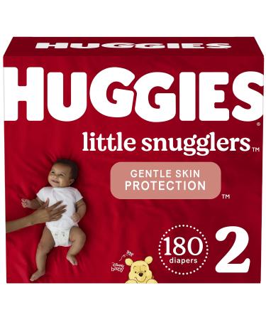 Baby Diapers Size 2 (12-18 lbs), 180ct, Huggies Little Snugglers Size 2 (180 Count)