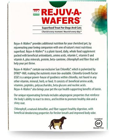 Sun Chlorella Rejuv-A-Wafers - Daily Superfood Supplement for Pets - Immune Defense & Gut Health Support - 60 Wafers - Buy Online on SooperMarket.com