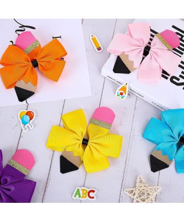 Whaline 8Pcs Back to School Bow Hair Clips - Colorful Pencil Hair Bows for Girls - Cheerleader Hair Accessories - Buy Online on SooperMarket.com