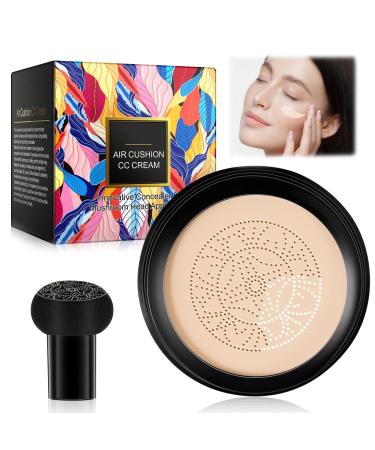 New Mushroom Head Air Cushion Cc Cream Mushroom Head Air Cushion Cc Cream Bb Cream Face Make Up Long-Lasting Matte Waterproof Moisturizing Concealer For All Skin Types (1set)