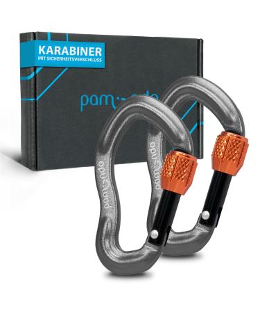 Pamindo mini carabiner - screw carabiner small - screw cap carabiner hook - key ring - Karabiner set - aluminum carabiner 2x anthracite