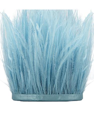 THARAHT Light Blue Ostrich Feathers Trim Sewing Fringe 2Yard 4-6inch for DIY Dress Sewing Craft Clothing Latin Wedding Dress Decoration Ostrich Feather Trim