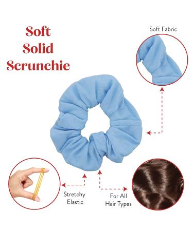 Set of 2 Solid Light Blue Scrunchies by Motique Accessories - Stylish Hair Accessories for All Hair Types - Buy Online on SooperMarket.com