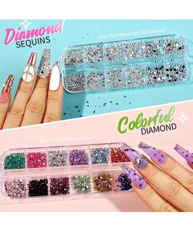 Nail Art Designs: Foil Stickers, Gems, Rhinestones, Fruit Slices, Glitter, Sequins & Holographic Decor Set B - Buy Online on SooperMarket.com