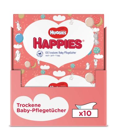 Huggies Happies dry baby wipes soft and tear-resistant 10 x 100 wipes monthly size