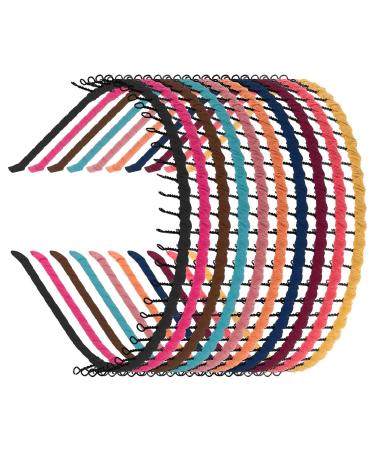 Quesuc 10 Pieces Unisex Metal Teeth Comb Hair Hoop Hairband Headband Hair Accessories Multicolor