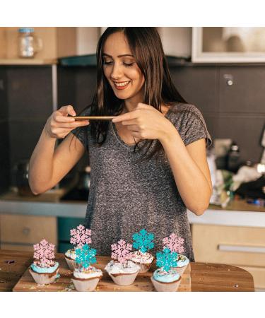 24 Pack Snowflake Gender Reveal Cupcake Toppers Pink Blue Winter Snowflake Cupcake Picks for Baby Shower Winter Wonderland Snowflake Theme Birthday Gender Reveal Party Cake Decorations Supplies 14 - Buy Online on SooperMarket.com