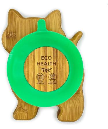 Eco Health Kitten Bamboo Baby Plate - Non-Toxic Suction Cup Toddler Plate for Baby Weaning - Cool to The Touch - Green - Buy Online on SooperMarket.com
