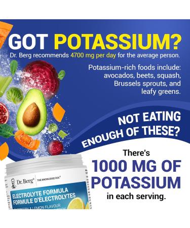 Dr. Berg Electrolytes Powder No Sugar - Enhanced w/ 1000 mg of Potassium & Real Sea Salt - Zero Sugar Electrolyte Powder - Raspberry & Lemon Flavor Hydration Powder Electrolytes - 50 Servings - Buy Online on SooperMarket.com