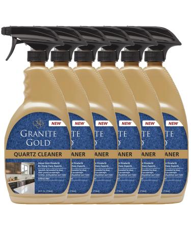 Granite Gold Quartz Cleaner Spray for Caesarstone Cambria Silestone and All Other Quartz Countertop Surfaces 24 Fl Oz (Pack of 6) 4.00 Fl Oz (Pack of 6)