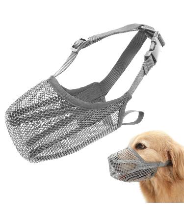 Mesh dog muzzle breathable muzzle for dogs muzzle for dogs with a rounded mesh nylonnetz muzzle with safety straps for small adjustable breathable mesh muzzle L W gray