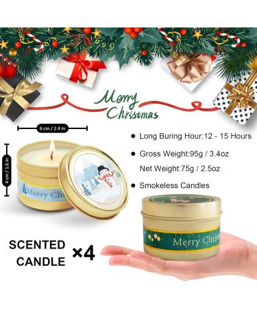 Sentorini Fragrance Candles Christmas Gift Set - 4 Soy Wax Aromatherapy Candles for Women | Perfect for Weddings Parties Father's Day Mother's Day & Valentine's Day - Scents: Sherry Brandy Apple Cinnamon Winter Cedar Gingerbread - Buy Online on SooperMarket.com