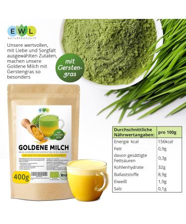 Buy EWL Organic Golden Milk with Barley Grass & Turmeric - 400g Superfood Blend - Buy Online on SooperMarket.com