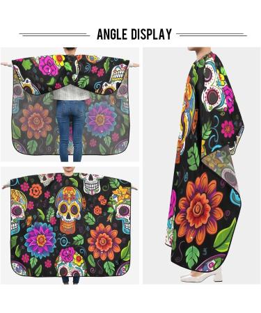 Kigai Skull Flowers Barber Cape | Professional Waterproof Hair Cutting Cape for Men & Women | Adjustable Snap Closure Hairdressing Cape - Buy Online on SooperMarket.com