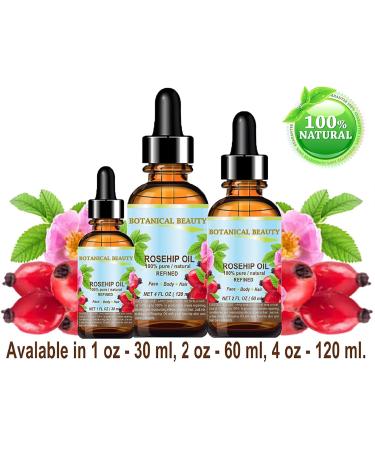 Pure Rosehip Oil 4 Fl. oz - Natural Anti-Aging Moisturizer for Face Body Hair & Nails | Botanical Beauty - Buy Online on SooperMarket.com