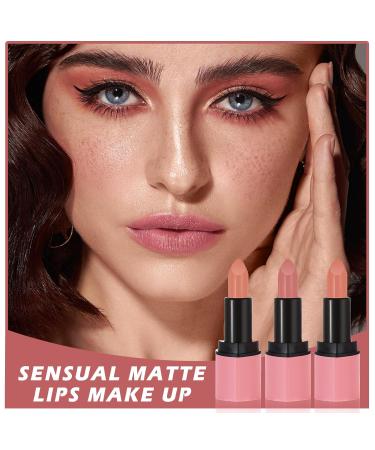 AWCCXMYM 3Pcs Matte Nude Lipstick Set - Long Lasting Waterproof Velvet Lip Stain for Women - Buy Online on SooperMarket.com
