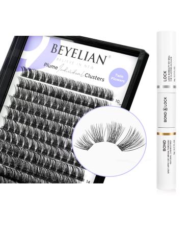 BEYELIAN 168 Pcs Lash Clusters Lash Bond and Seal Kit 10-16mm Individual Cluster Lashes Cluster Lash Glue Aftercare Sealant with Mascara Wand Super Strong Hold 48 Hours