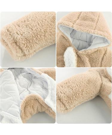 Newborn Baby Cartoon Bear Snowsuit Winter Coat 6-9 Months | Fleece Hooded Romper Jumpsuit - Khaki Dog - Buy Online on SooperMarket.com
