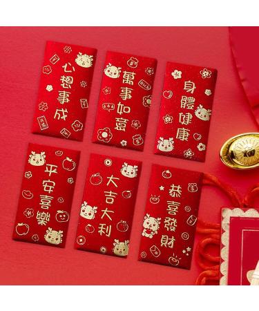 6Pcs Chinese Lunar New Year Red Envelopes Rectangle Red Packet Personalized Red Pocket Hong Bao for Graduation A Style A - Buy Online on SooperMarket.com